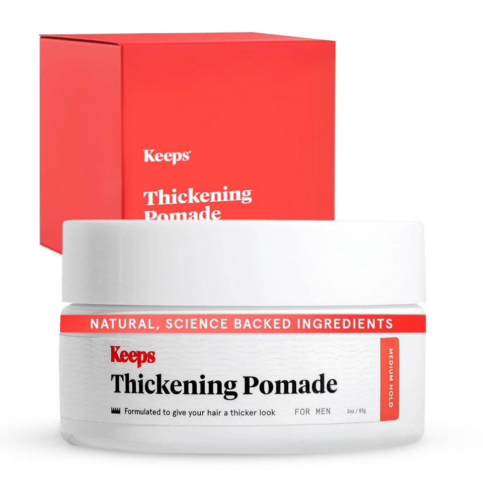 Keeps pomade front packaging showing brand and matte finish benefit