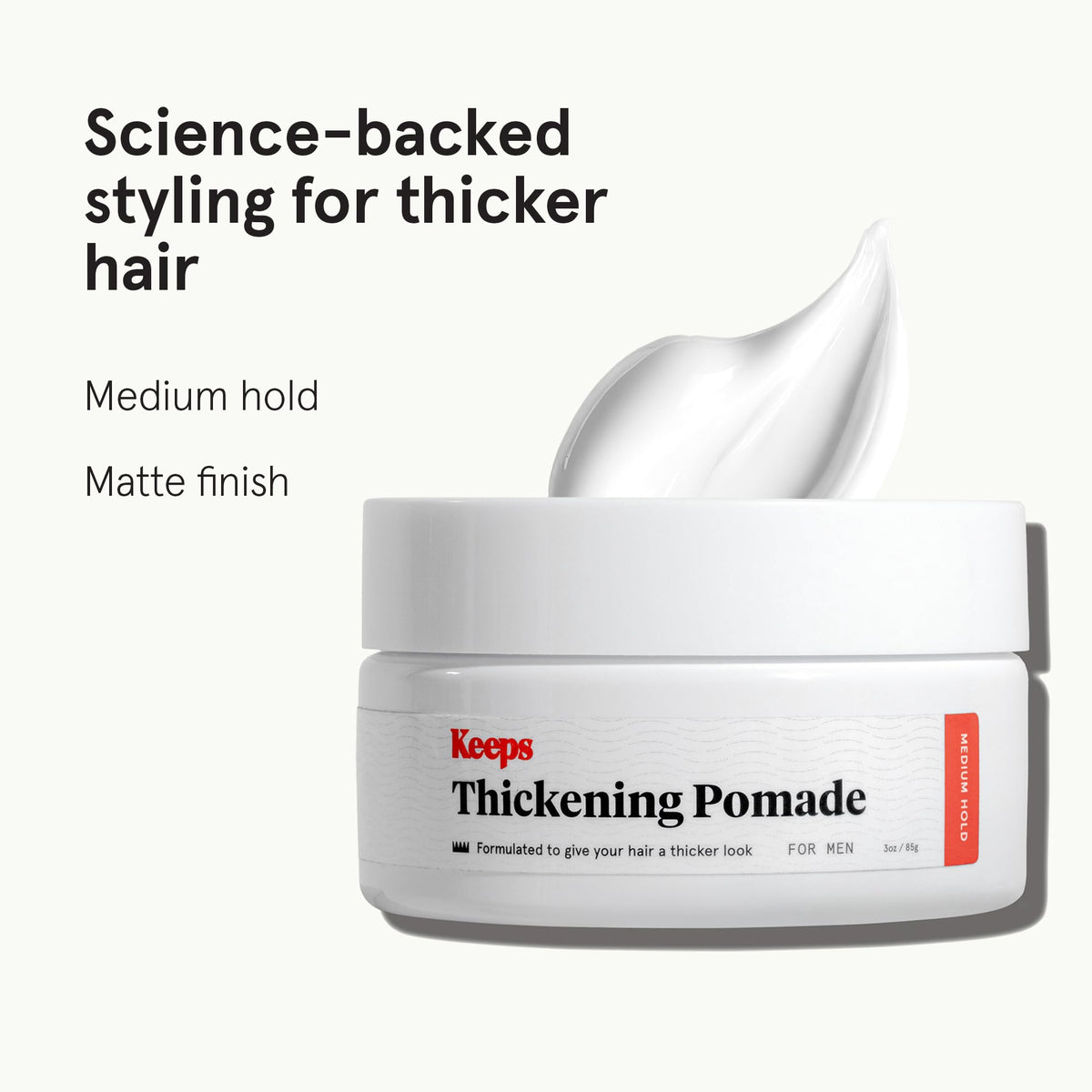 Keeps pomade open texture close-up showing smooth spreadable formula