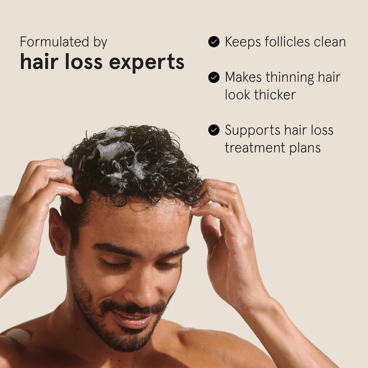 keeps shampoo lather texture on palm illustrating gentle cleansing and foam