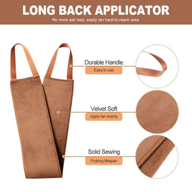 KELILO tanning mitt worn on hand showing secure fit and controlled application