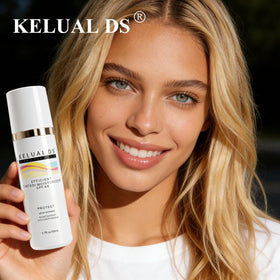 KELUAL DS application with fingers blending for natural coverage