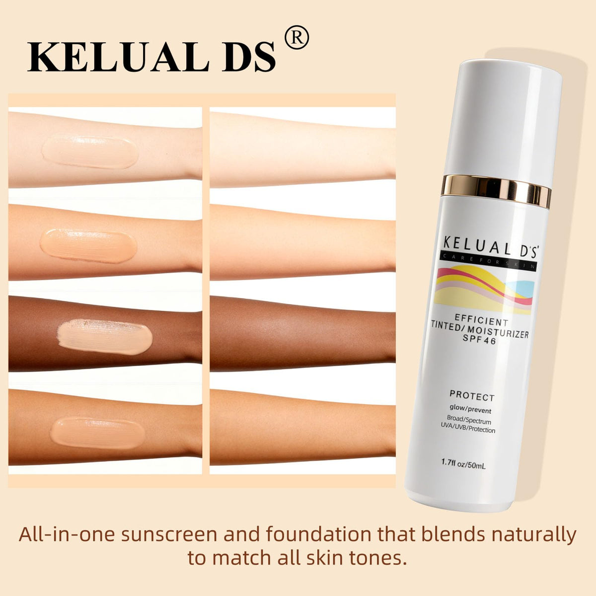 KELUAL DS size and scale beside hand to show 1.7oz tube