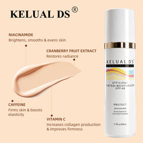 KELUAL DS tinted moisturizer tube in sunlight showing healthy glow