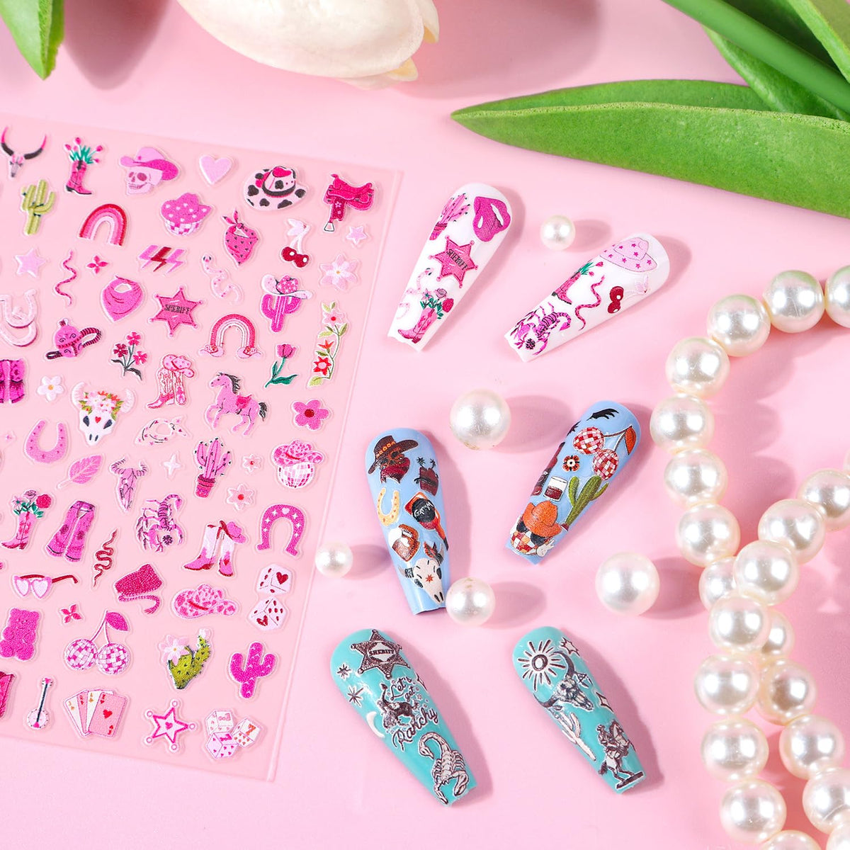 Keluna full sheet layout displaying over 300 mini western nail designs for versatility