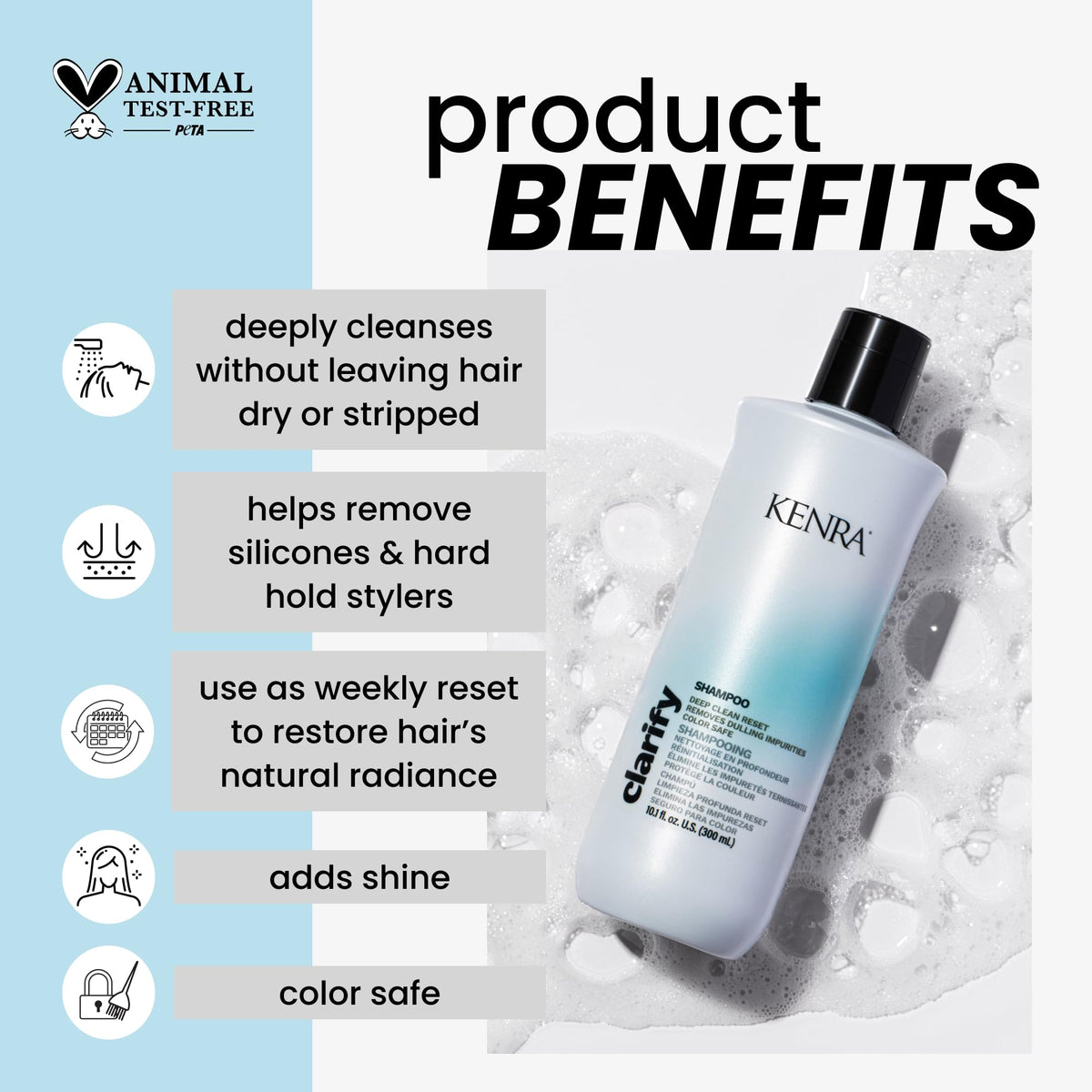 Kenra Clarify Shampoo pump close-up highlighting easy dispensing and convenience