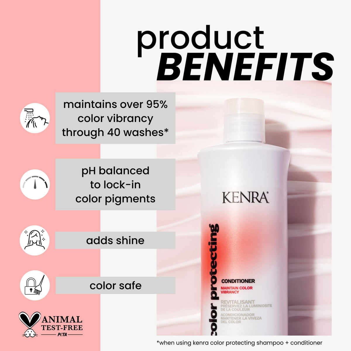 Kenra conditioner pump dispenser detail for convenient, mess-free application benefit