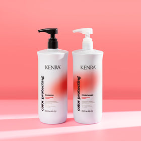 Creamy conditioner texture on fingers showing Kenra smoothing and detangling benefit