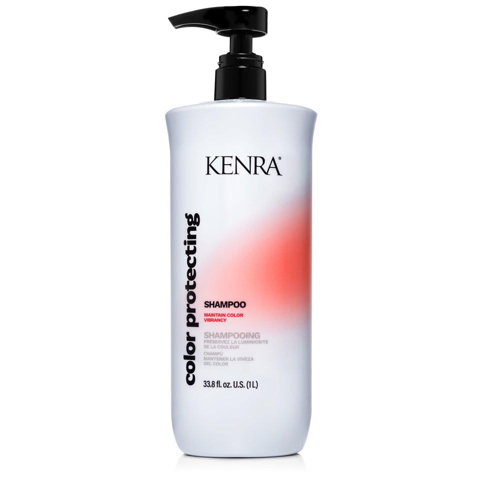 Kenra color protecting shampoo front bottle shows label and size, promoting long-lasting color