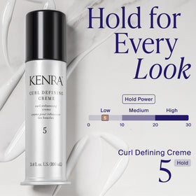 Kenra 3.4 fl oz size comparison in hand to show portable styling convenience