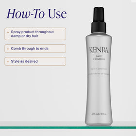 Kenra daily provision before and after hair showing smoother, shinier results