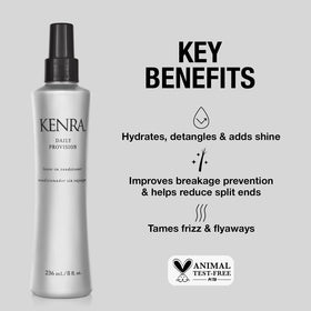 Kenra bottle label details highlighting ingredients and UV color protection