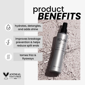 Kenra leave-in conditioner spray nozzle close-up for precise, even application