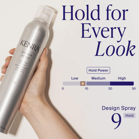 Kenra hairspray on styled hair showing soft, shiny texture and control