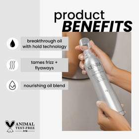 Kenra dry oil control spray nozzle closeup demonstrating fine mist delivery