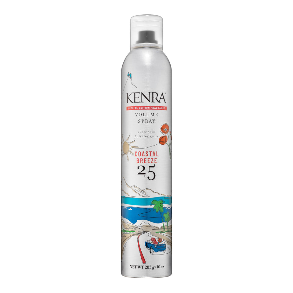 Kenra front packaging showing Coastal Breeze 10 oz spray and brand benefit