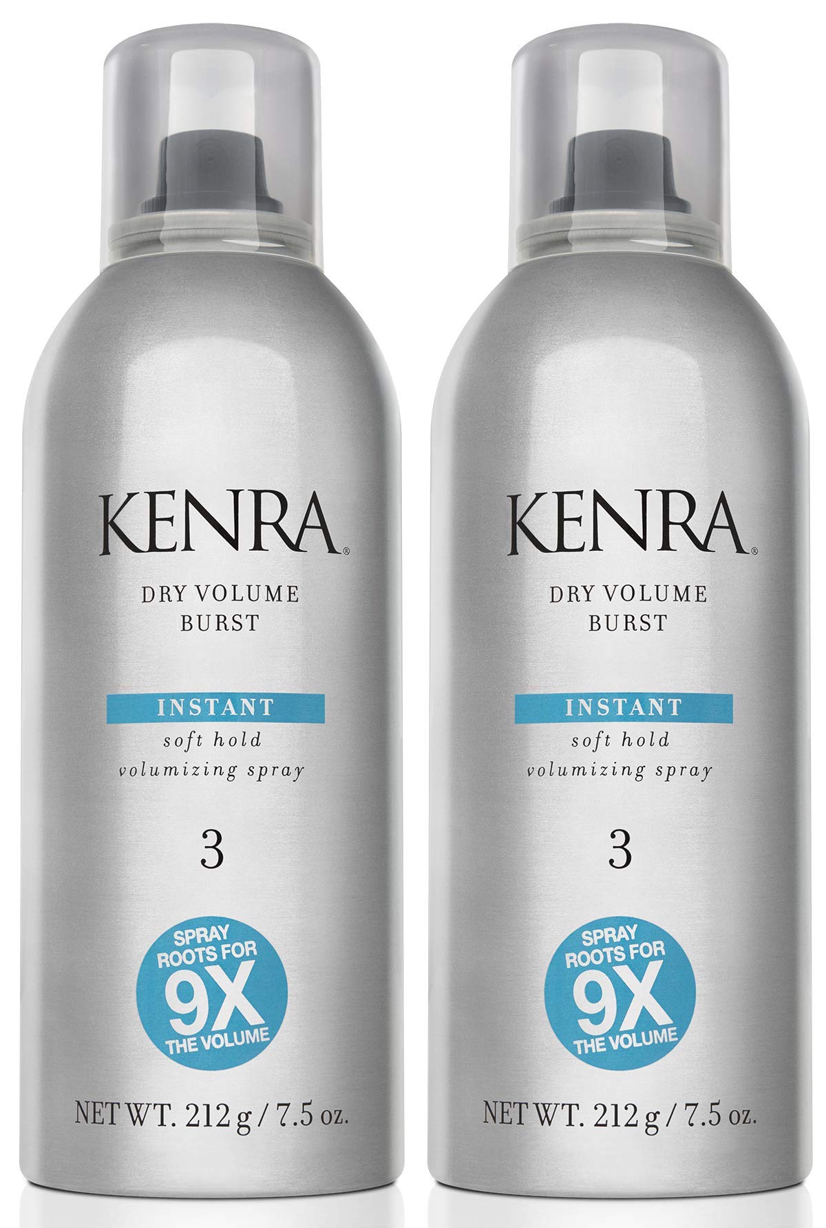 Kenra front packaging showing 7.5 oz can and instant volume benefit