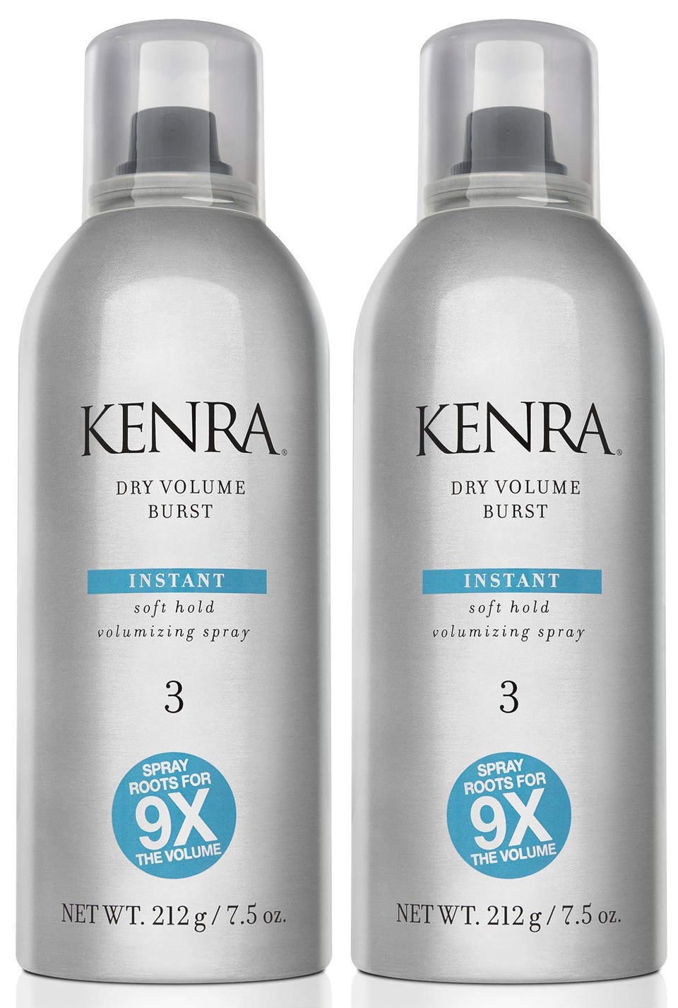 Kenra front packaging showing 7.5 oz can and instant volume benefit