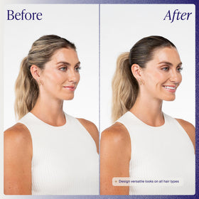 Applying Kenra gel to damp hair for shine and controlled styling