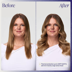 Kenra Platinum used with a curling iron showing clean release benefit