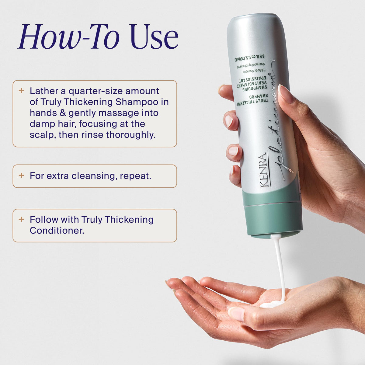 Kenra shampoo in shower being applied for instant fullness benefit