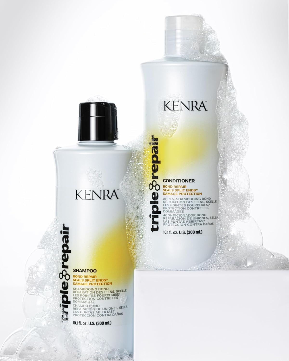 Kenra shampoo lather on wet hair showing detangling benefit