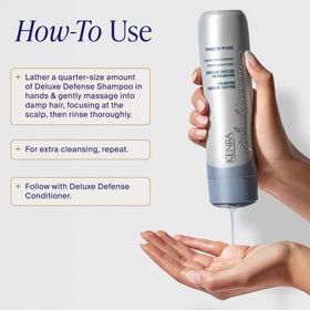 Close-up of Kenra product label and ingredient block emphasizing the sulfate-free and protection claims