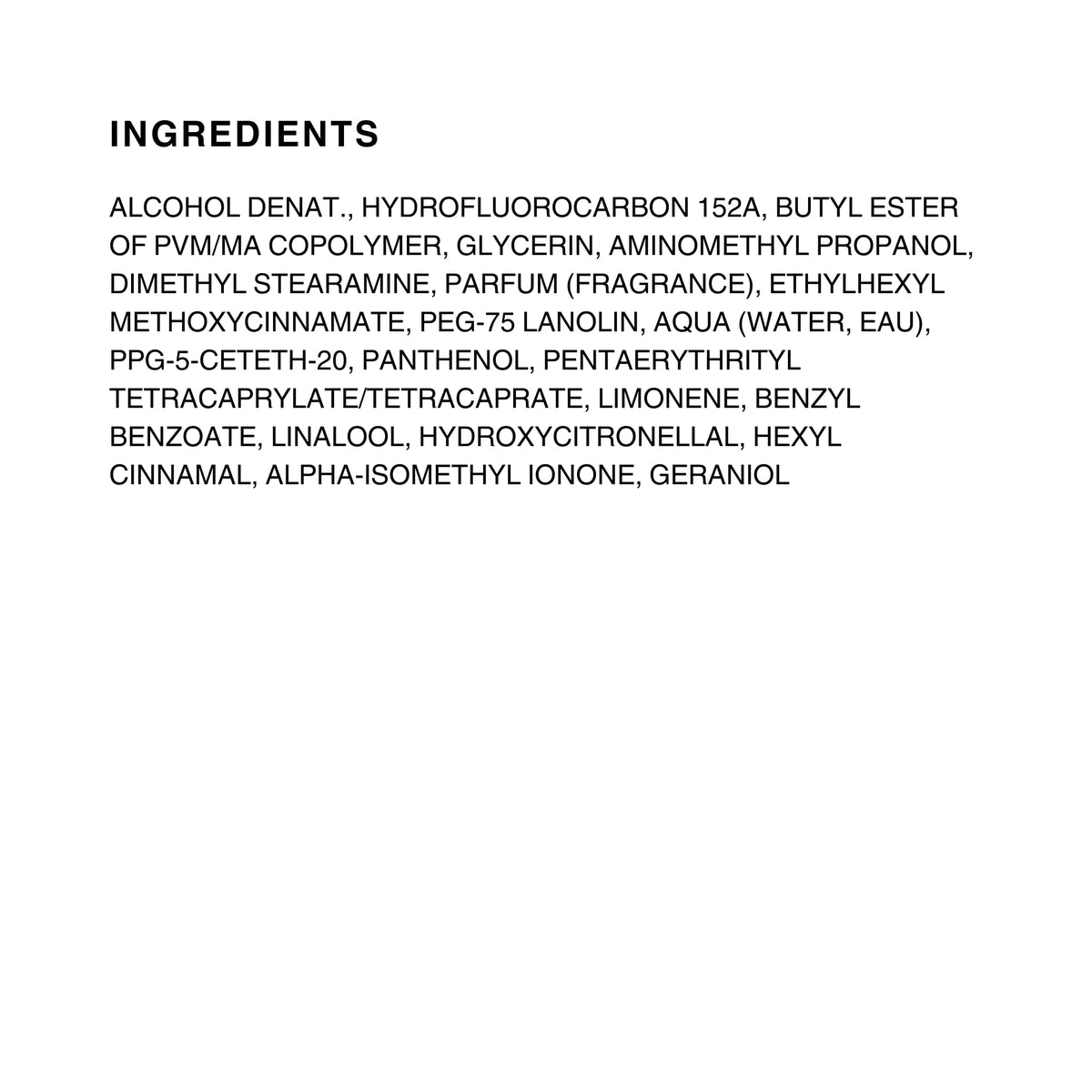 Kenra label ingredients panel emphasizing product performance benefits