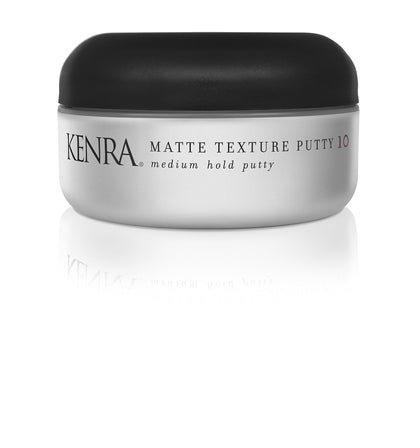 Kenra front packaging showing the putty jar and clear branding benefits texture control