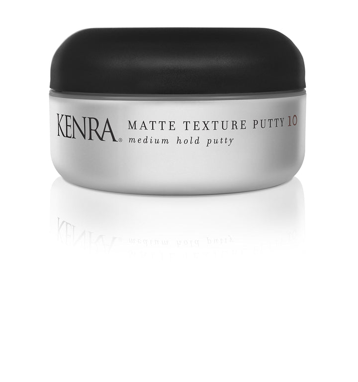 Kenra front packaging showing the putty jar and clear branding benefits texture control