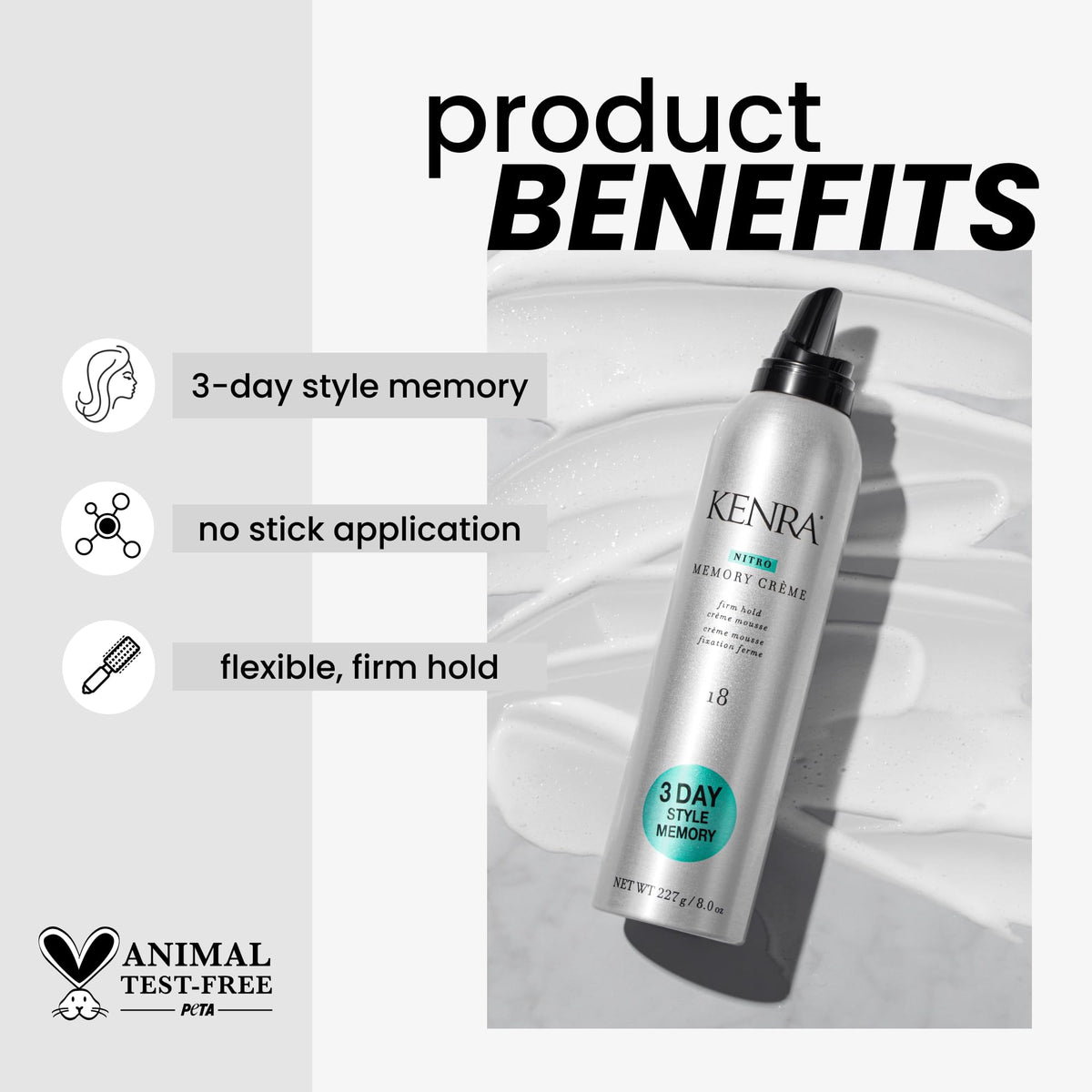 Kenra Nitro Memory Crème nozzle closeup highlighting smooth nitrogen spray