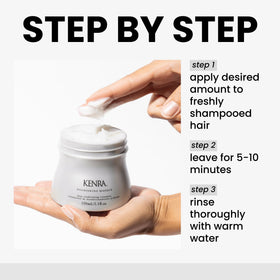 Kenra nourishing masque being applied to damp hair showing restorative conditioning action