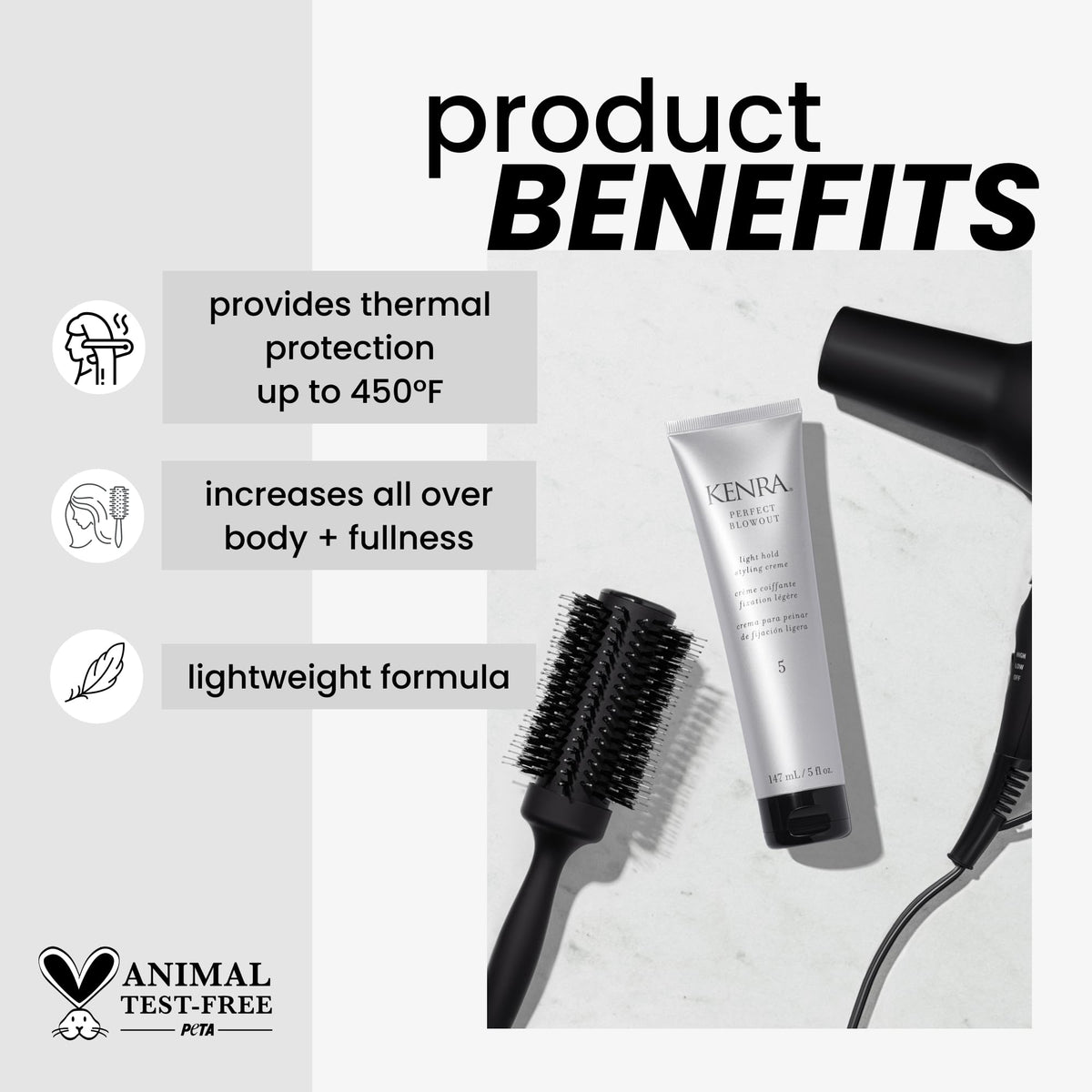 Kenra texture close-up demonstrating lightweight cream for easy styling control