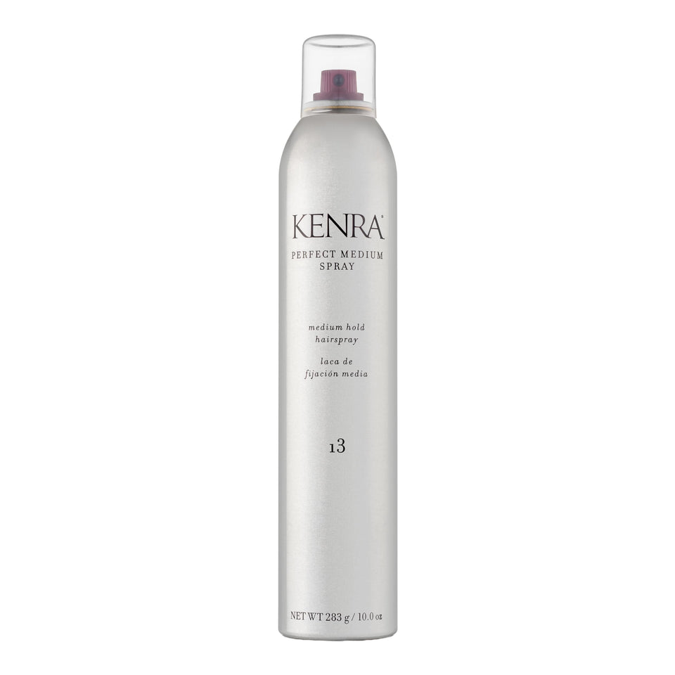 Kenra perfect medium spray front packaging shows product and benefits