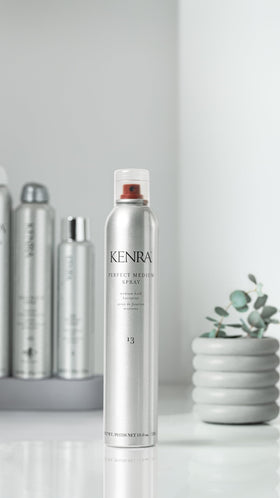 Kenra before and after hair showing touchable medium hold