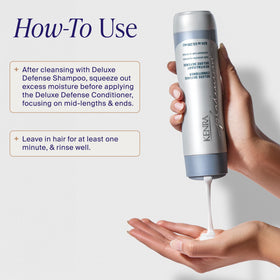 Kenra conditioner being applied in shower to reduce breakage and frizz