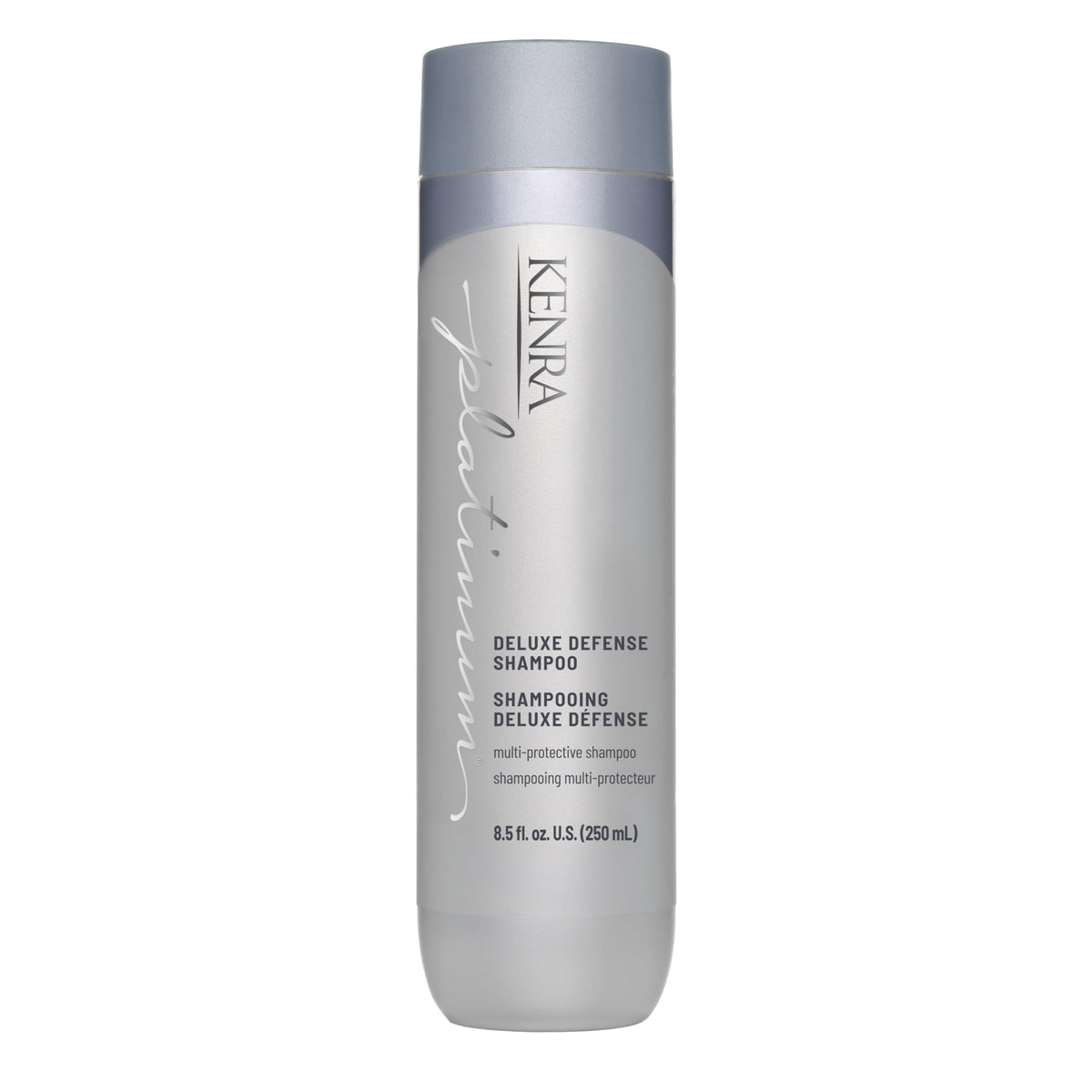 Kenra Platinum Deluxe Defense front bottle showing branding and size for easy identification and shelf appeal