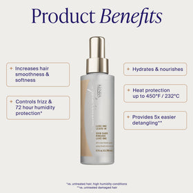 Kenra Platinum Luxe One spray nozzle closeup demonstrating fine mist for even application benefit: even coverage