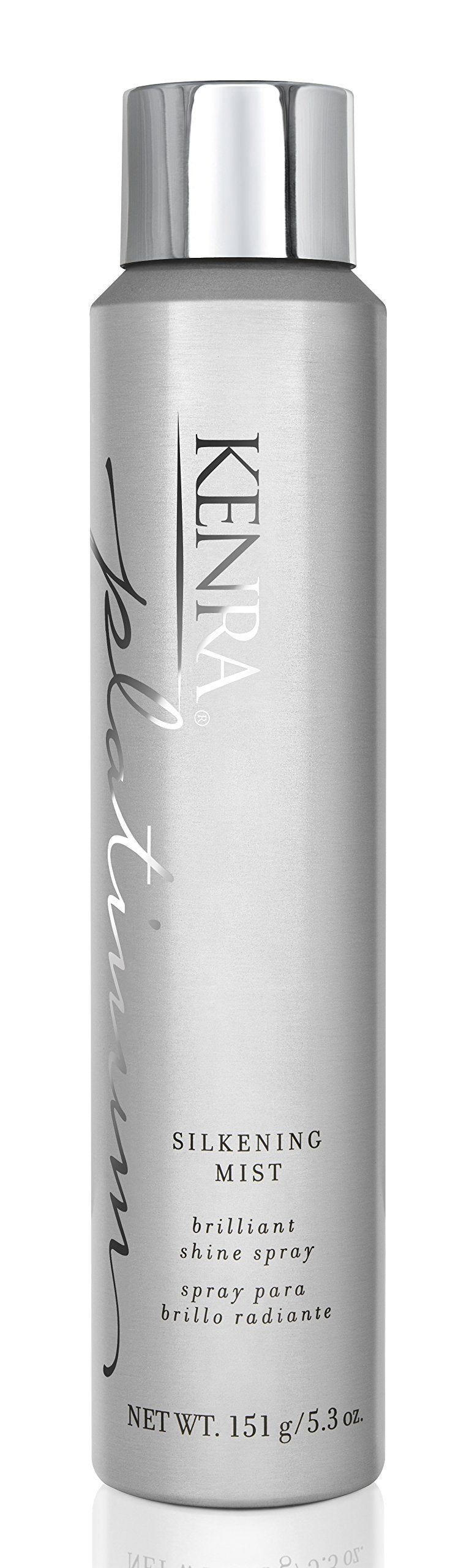 Kenra bottle front packaging shows brand and glossy finish benefits
