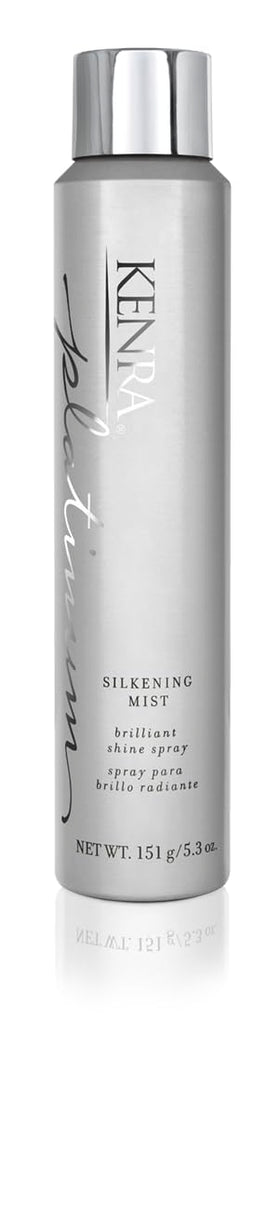 Kenra Platinum Silkening Mist front packaging showing product shine benefit