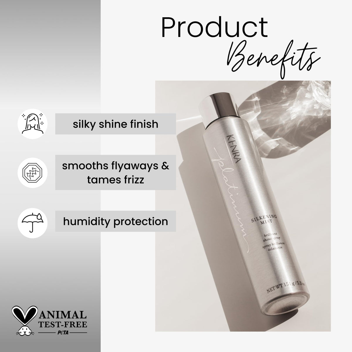 Kenra Platinum Silkening Mist nozzle close-up for precise, even application