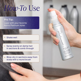 Kenra bottle beside common items showing 3.4 fl oz travel-friendly size