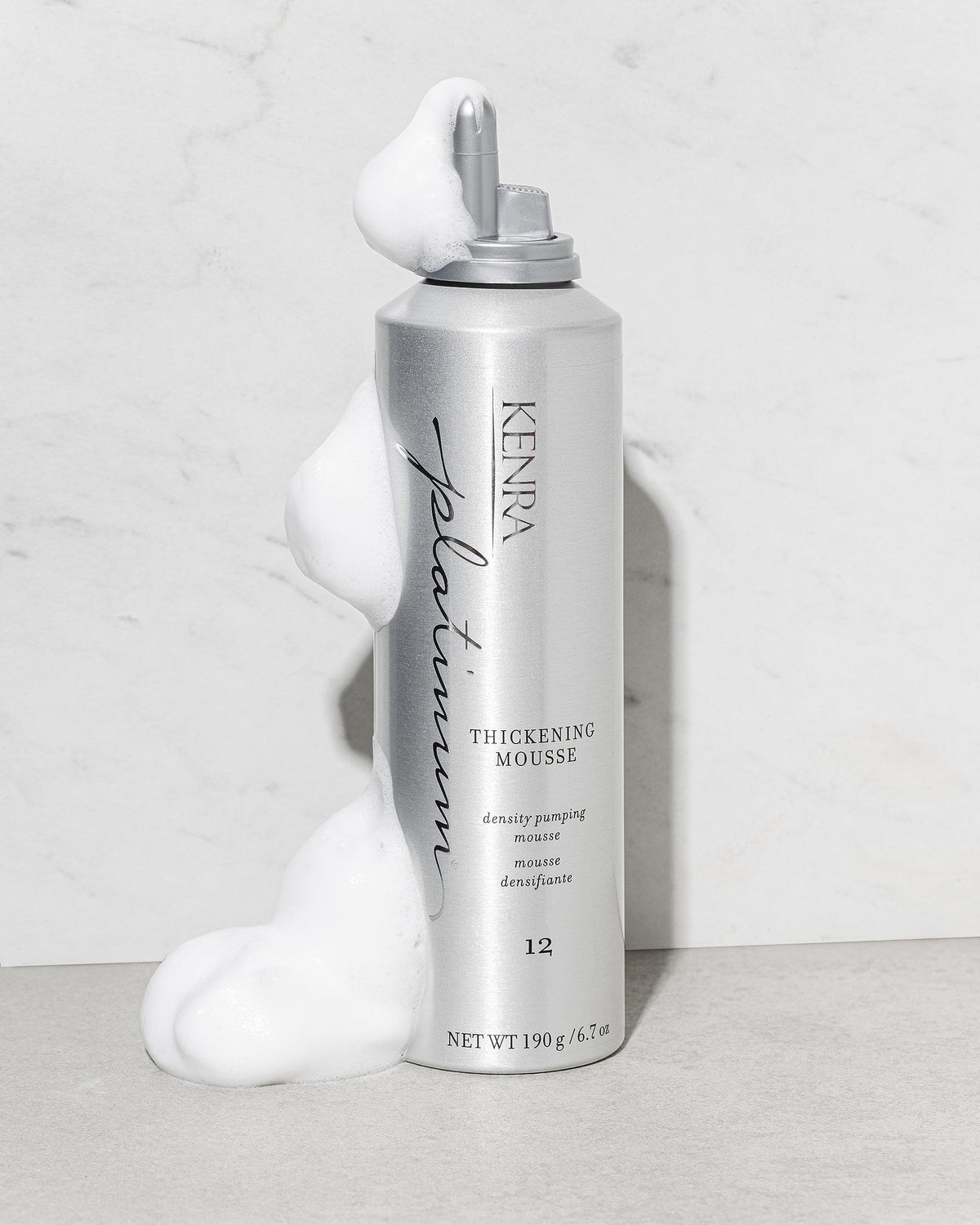 Kenra Platinum styled hair after use showing fuller-looking, voluminous finish
