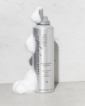 Kenra Platinum styled hair after use showing fuller-looking, voluminous finish