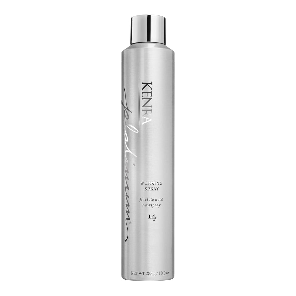 Kenra Platinum spray front packaging showing product and size benefit