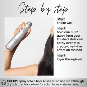 Kenra spray used at roots creating visible lift and lasting volume