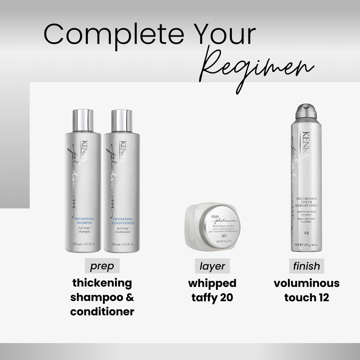 Kenra scale and size 2oz next to a hand to show compact travel-friendly benefit