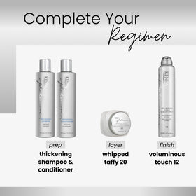Kenra scale and size 2oz next to a hand to show compact travel-friendly benefit