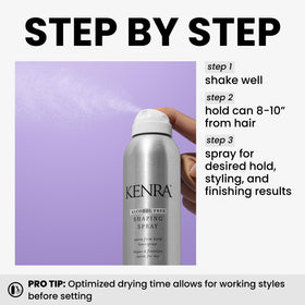 Stylist using Kenra shaping spray 21 to sculpt hair offering extra firm hold