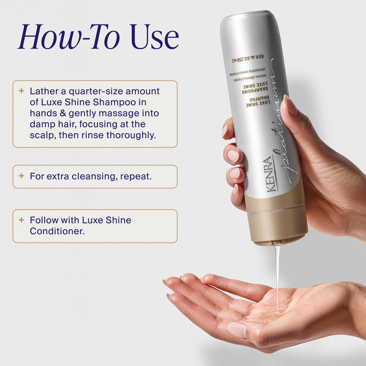 Kenra bottle next to hand for size comparison and travel-friendly benefit