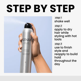 Kenra bottle in hand for size comparison and portable salon convenience